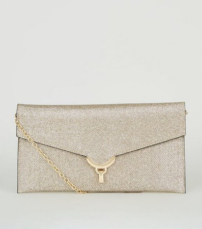 Gold Glitter Clutch Bag | New Look