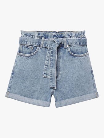 Mango Paperbag Waist Denim Shorts