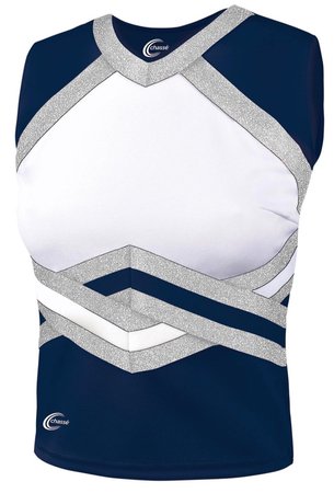 blue and white cheer top