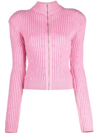 Shop pink David Koma high-neck ribbed knit jumper with Express Delivery - Farfetch