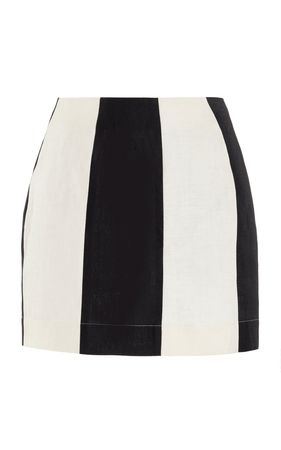 Colorblock Linen Mini Skirt By Matthew Bruch | Moda Operandi
