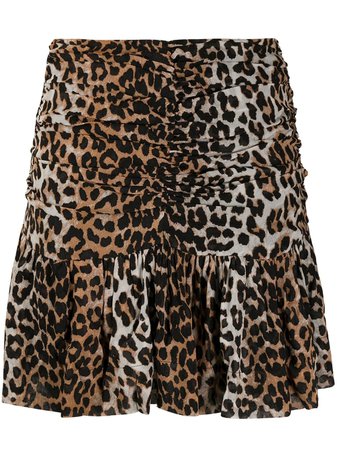 GANNI leopard-print Ruched Skirt - Farfetch