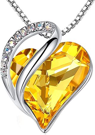 Amazon.com: Leafael Mother's Day Necklace, Infinity Love Heart Pendant Citrine Yellow Birthstone Crystal for November, Jewelry Gifts for Women, Silver Plated 18 + 2 inch Chain, Birthday Necklaces for Wife Mom Her : Clothing, Shoes & Jewelry