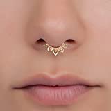 Amazon.com: Tiny Gold Fake Septum Nose Ring, Indian Faux Gold Plated Brass Clip On Non Pierced Septum Hoop, 18g, Handmade Piercing Jewelry: Handmade