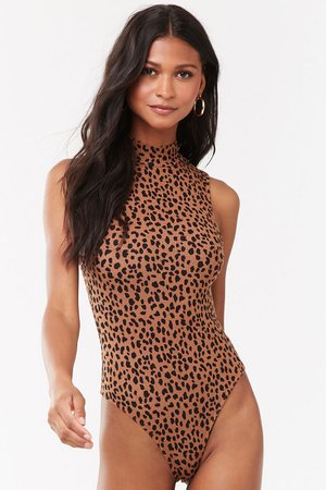 Ribbed Cheetah Print Bodysuit | Forever 21