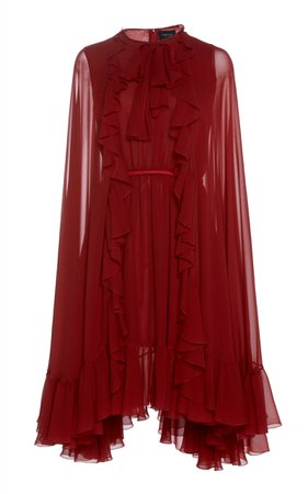 Flounced Cape-Effect Silk-Chiffon Dress by Giambattista Valli | Moda Operandi