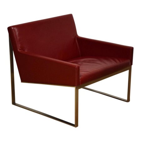 Bernhardt Modern Red Leather Lounge Chair | Chairish