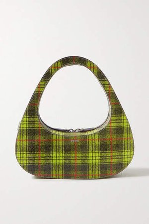 Swipe Checked Textured-leather Tote - Green