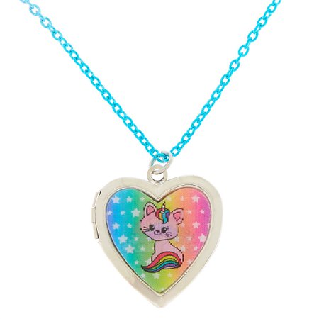 Claire's Club Holographic Heart Locket Necklace | Claire's