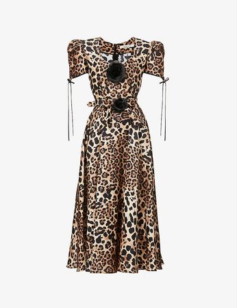 RODARTE - Leopard-print silk midi dress | Selfridges.com