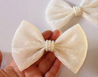 white pearl hair bow