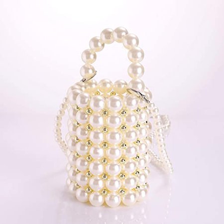 YIFEI Women Beaded Pearl Evening Bucket Handmade Bags with Detachable Chain for Wedding Party, Medium: Handbags: Amazon.com