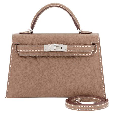Hermes Mini Etoupe Kelly 20cm Epsom Bag New in Box For Sale at 1stDibs