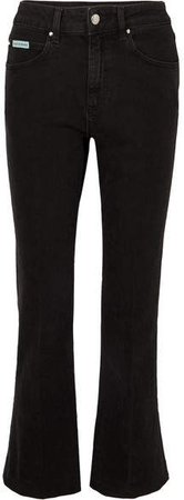 Cropped High-rise Flared Jeans - Black