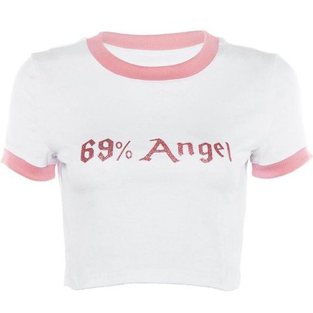 69 percent angel pink color edge cropped top