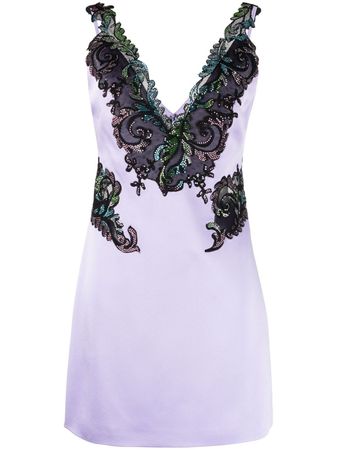 Versace crystal-embellished lace-panelled Dress - Farfetch