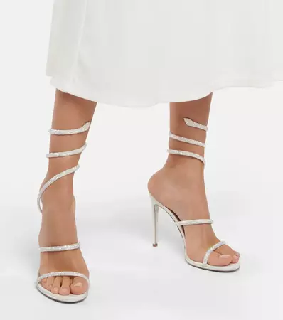 Cleo Embellished 105mm Leather Sandals in White - Rene Caovilla | Mytheresa
