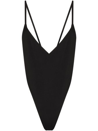Black The Attico plunging open-back bodysuit 202WCY02C014 - Farfetch