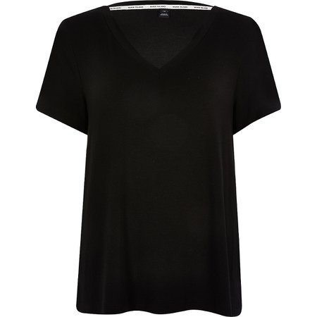 Black premium jersey V neck T-shirt | River Island