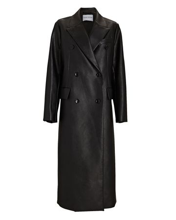 STAND Raquel Faux Leather Coat In Black | INTERMIX®