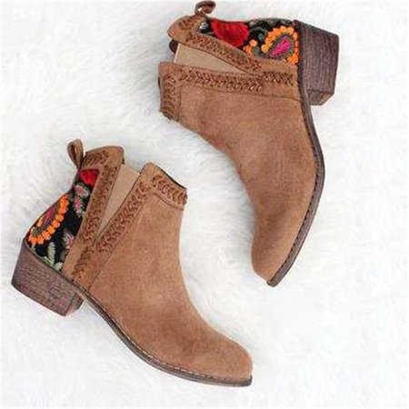 Women's Handmade Vintage Floral Embroidery Ethnic Ankle Boots – jujuslook