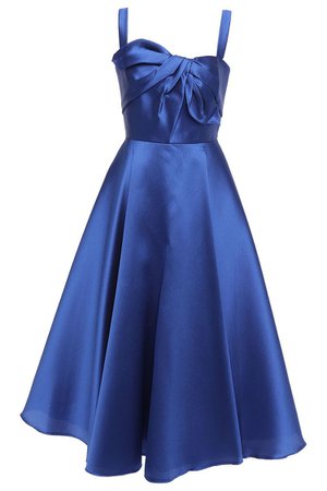 Royal blue Twist-front satin-piqué midi dress | Sale up to 70% off | THE OUTNET | MARCHESA NOTTE | THE OUTNET