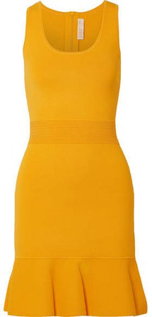 Fluted Stretch-knit Mini Dress - Saffron