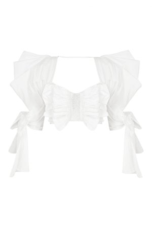 WHITE LACED CROP TOP WITH PUFFY SLEEVES - RAISAVANESSA
