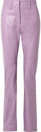 Leather Straight-leg Pants - Lilac