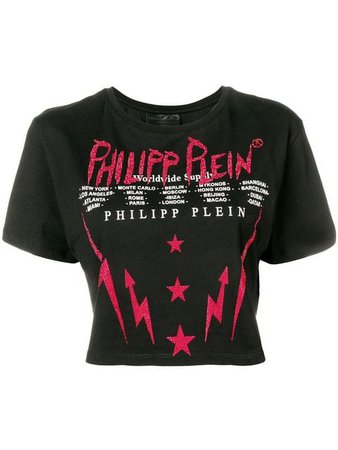 Philipp Plein cropped logo T-shirt $262 - Shop SS19 Online - Fast Delivery, Price