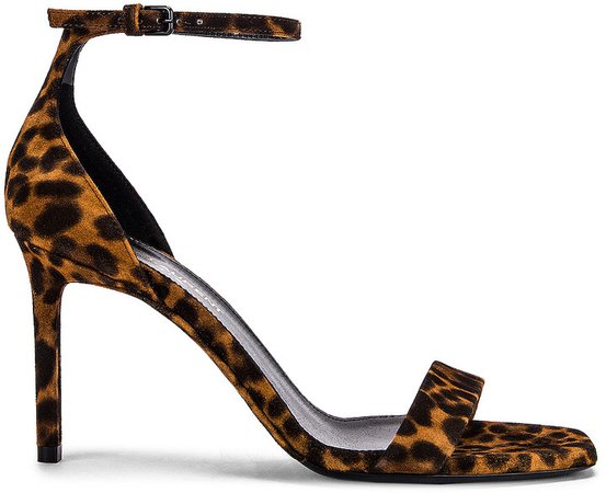 Leopard Amber Ankle Strap Sandals in Natural Coffee | FWRD