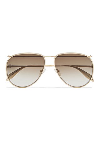 Alexander McQueen | Aviator-style gold-tone sunglasses | NET-A-PORTER.COM
