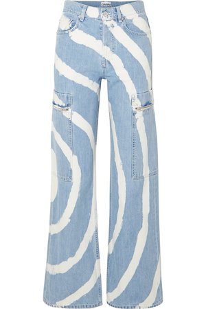 GANNI | Blackstone bleached high-rise wide-leg jeans | NET-A-PORTER.COM