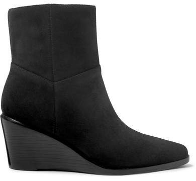Mavis Suede Wedge Ankle Boots - Black