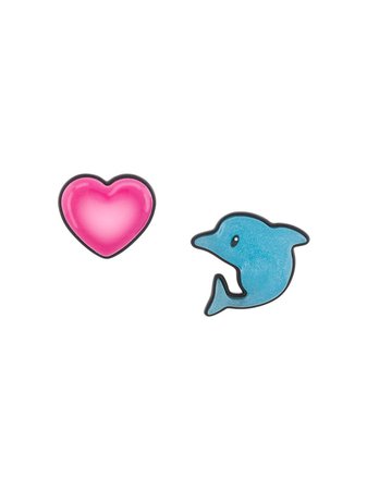 Balenciaga Sticker dolphin and heart earrings - FARFETCH
