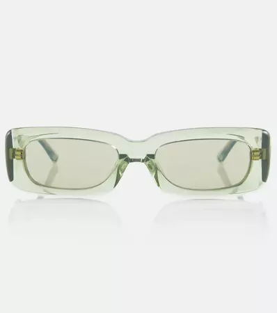 X Linda Farrow Mini Marfa Rectangular Sunglasses in Green - The Attico | Mytheresa