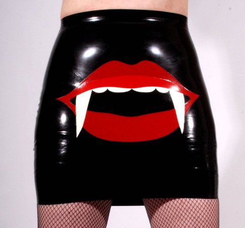 Latex Mini Skirt Latex Vampire Lips Mini Skirt Halloween | Etsy