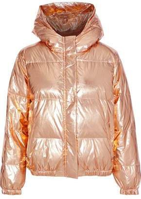Quilted Metallic Shell Down Hooded Jacket