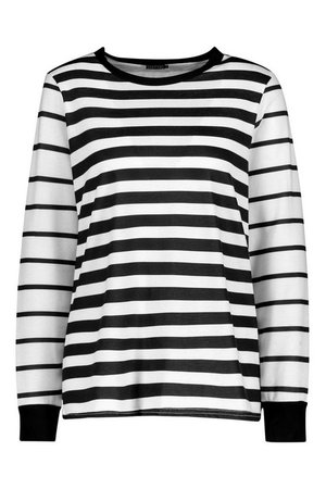 Long Sleeve Stripe T-Shirt | Boohoo