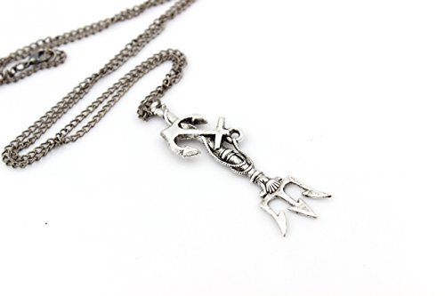 Amazon.com: Poseidon's TRIDENT Anchor Pendant Necklace - Percy Jackson Camp Half-Blood - Neptune - Pirate Fantasy - Once Upon a Time - Silver: Jewelry