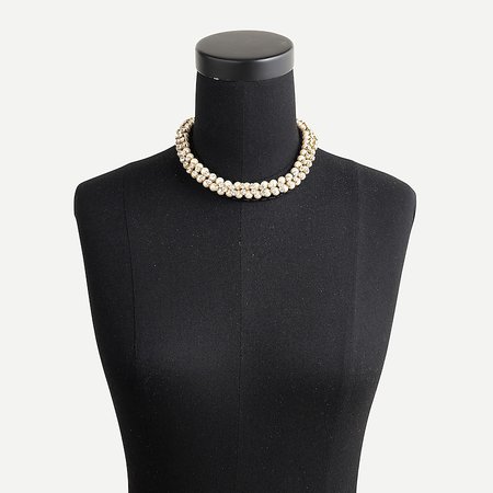 J.Crew: Pearl And Crystal Necklace With Velvet Tie For Women