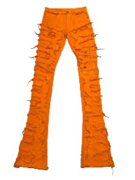 orange stacked jeans