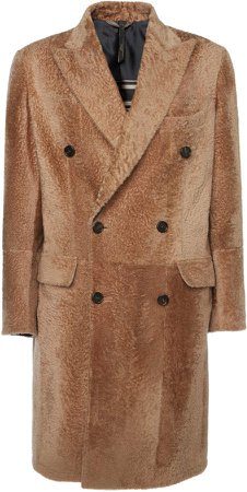 Brioni Double-Breasted Leather Lacune Overcoat
