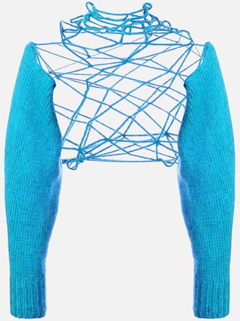 Deconstructed Sweater Crop Top Neon Blue (Dei5 edit)