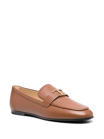 Shop Tod's T-logo almond toe loafers with Express Delivery - FARFETCH