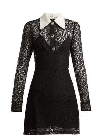 ALESSANDRA RICH Crystal Embellished Floral Lace Black Dress - We Select Dresses