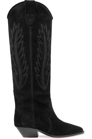 Isabel Marant | Denzy embroidered suede knee boots | NET-A-PORTER.COM