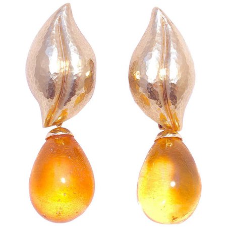 Tiffany and Co. Paloma Picasso Amber Gold Earrings For Sale at 1stDibs