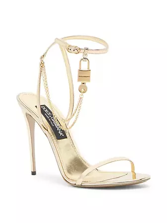 Shop Dolce&Gabbana Lock 105MM Metallic Leather Sandals | Saks Fifth Avenue