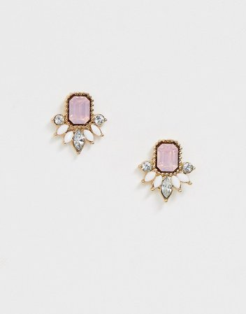 ASOS DESIGN stud earrings with delicate jewels in gold tone | ASOS